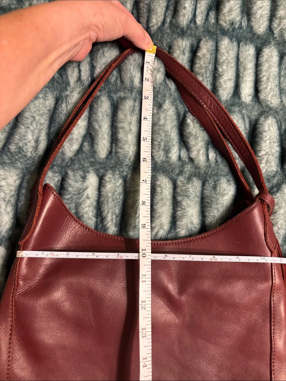 Margot New York Burgundy Genuine Leather Hobo Shoulder Bag with Tassel
